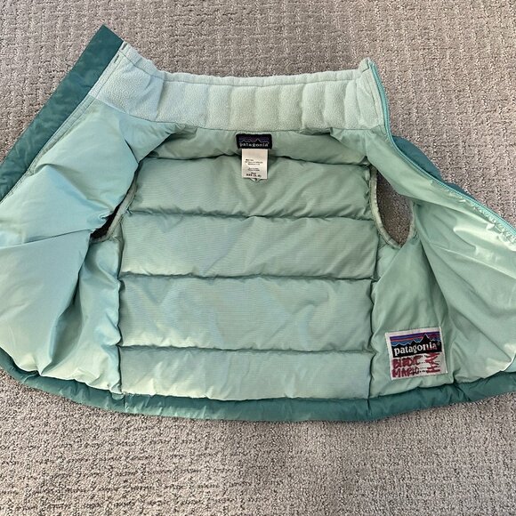 Kids Down Vest, Teal/Green, Patagonia, XXS (size 3-4) - Picture 5 of 6